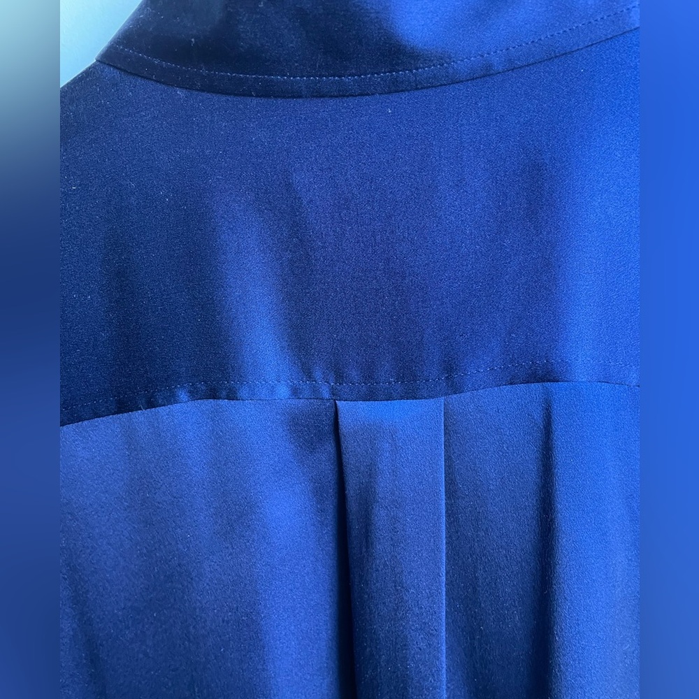 Madewell Silk Flap-Pocket Button-Up Shirt in Deep Cobalt - Picture 10 of 12